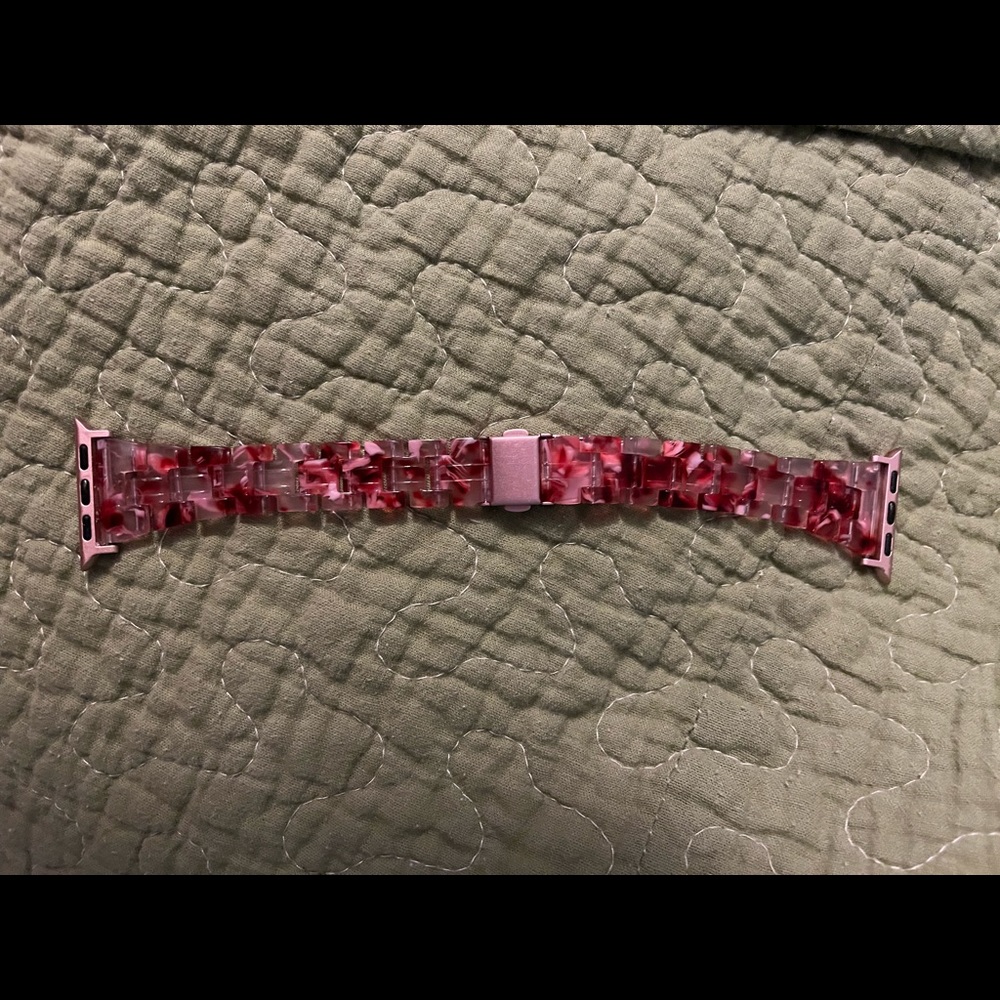 Red white and clear Apple Watch band